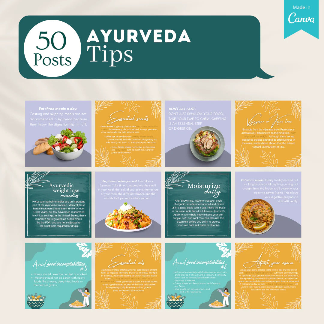 200 Ayurveda Posts - Social Media Canva Templates