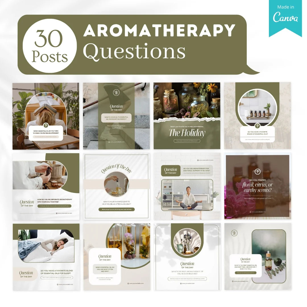 300 Aromatherapy Posts - Social Media Canva Templates