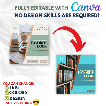 70 Bookstore Promotion Canva Templates