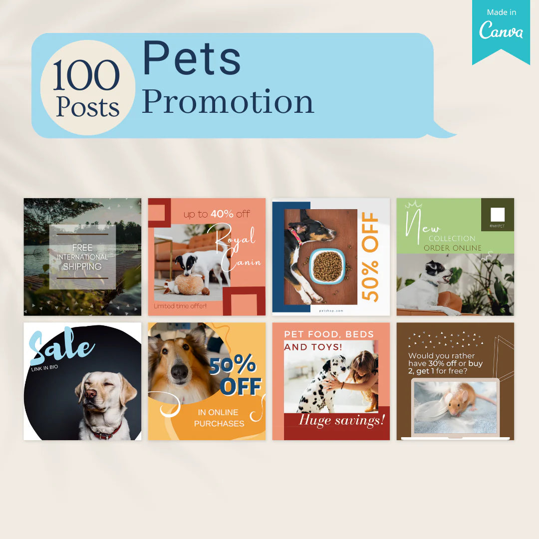 300 Pets Posts - Social Media Templates