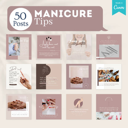 200 Manicure Posts - Social Media Canva Templates