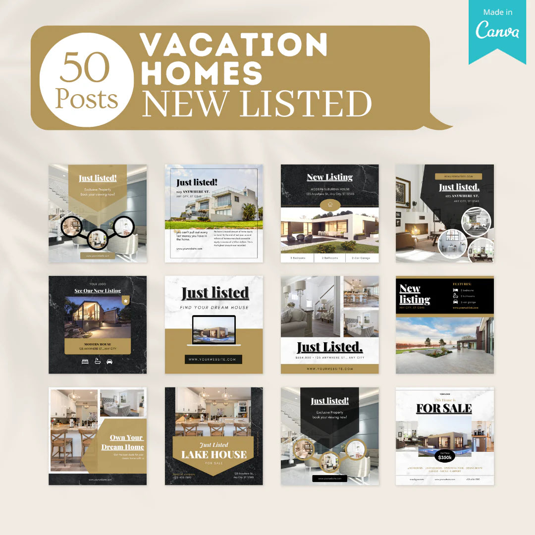 200 Vacation Homes Posts - Social Media Templates