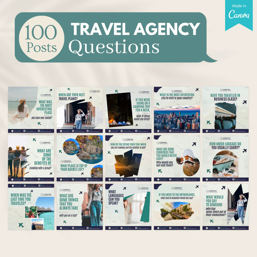 500 Travel Agency Posts - Social Media Templates