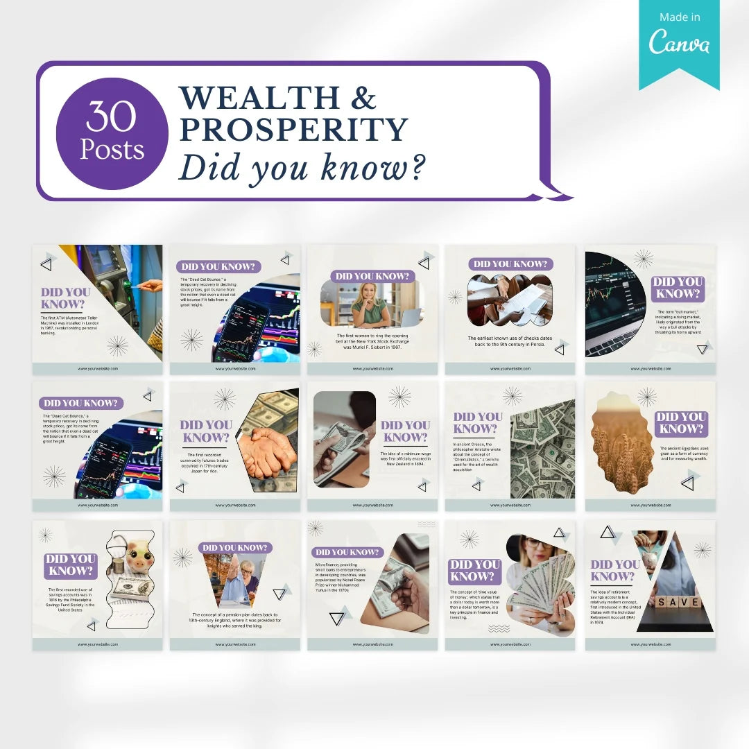 200 Wealth and Prosperity Posts - Social Media Templates