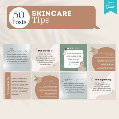 300 Skincare Posts - Social Media Canva Templates