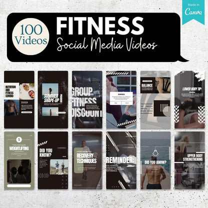 100 Fitness Canva Videos