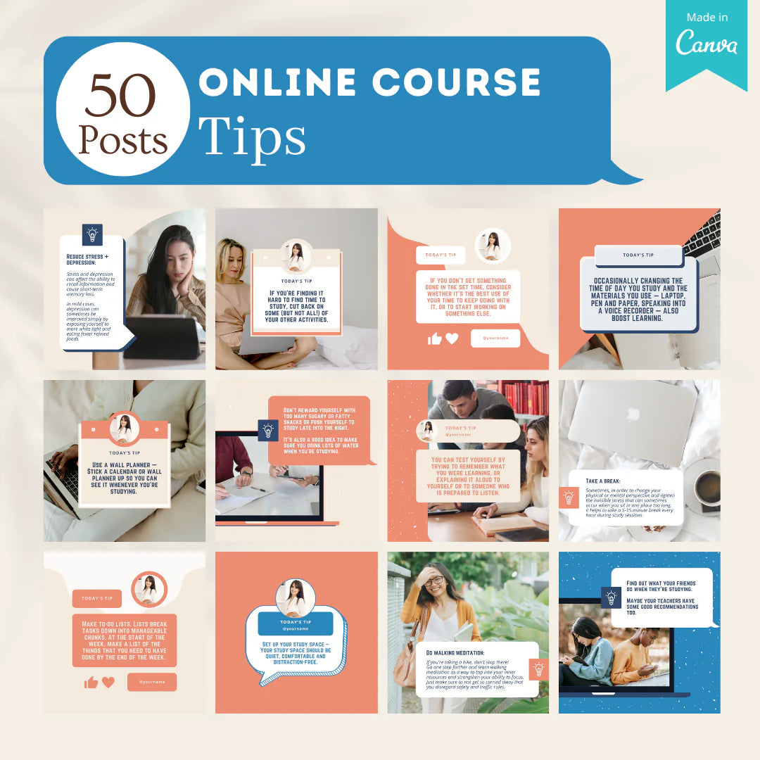 200 Online Course Posts - Social Media Templates