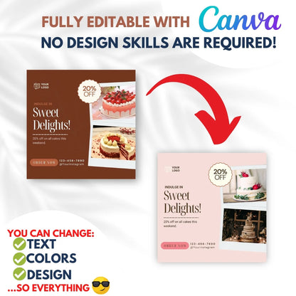 70 Cake Shop Promotion Canva Templates