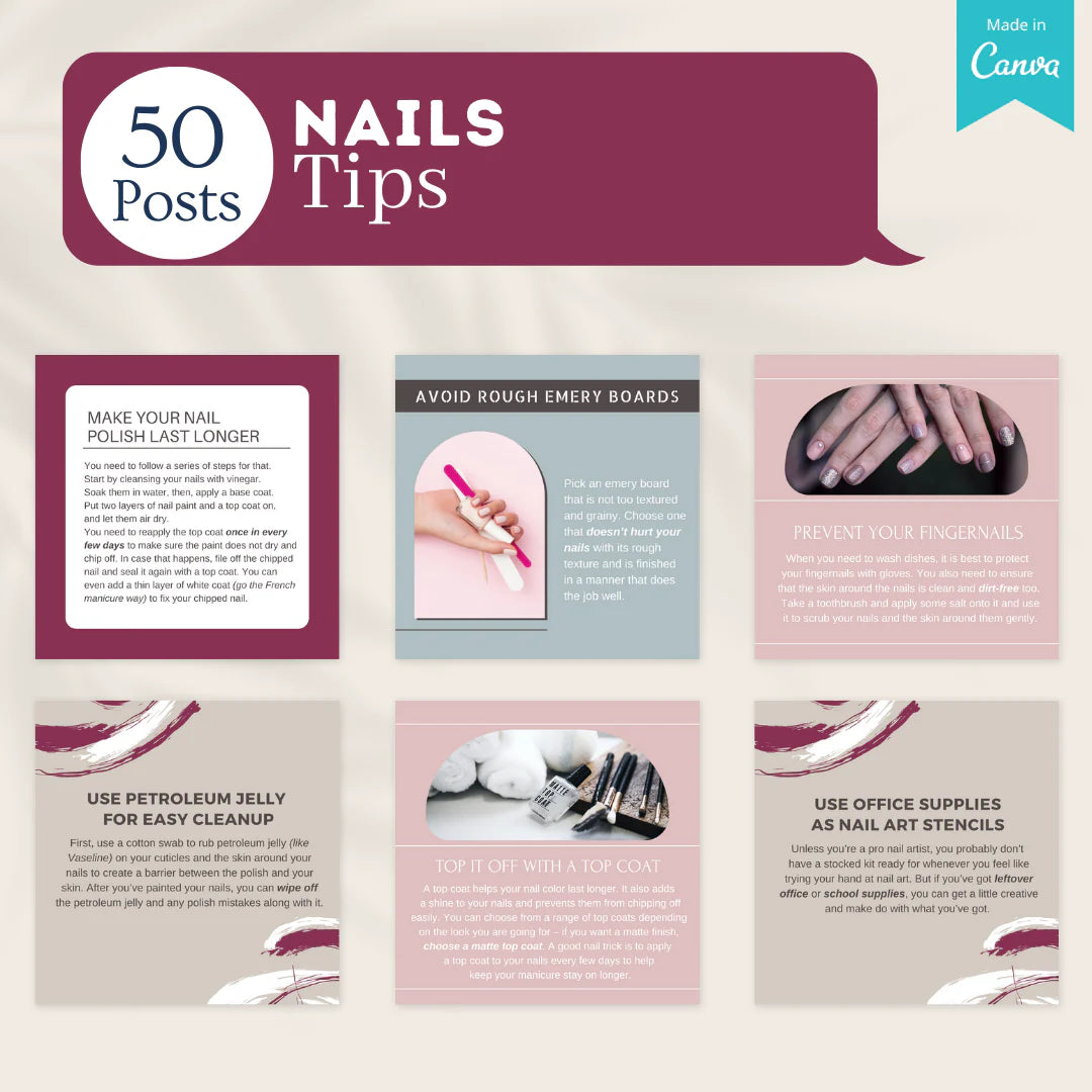 300 Nails Posts - Social Media Canva Templates