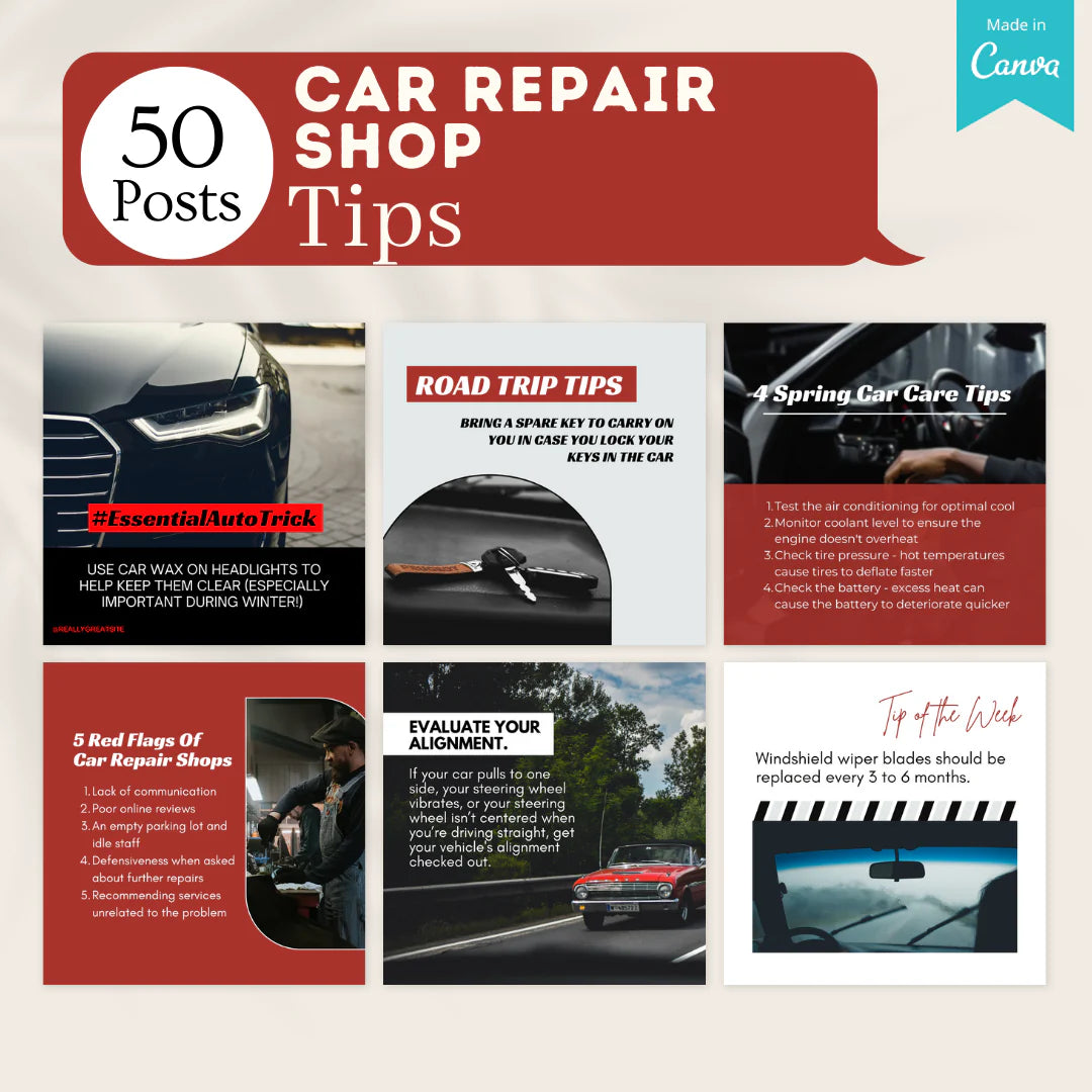 200 Car Repair Shop Posts - Social Media Templates