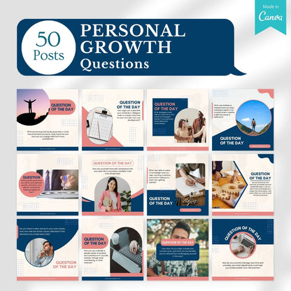 500 Personal Growth Posts - Canva Editable Templates