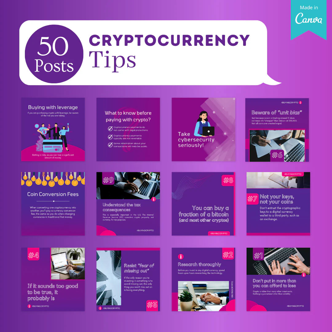 400 Cryptocurrency Posts -Social Media Templates