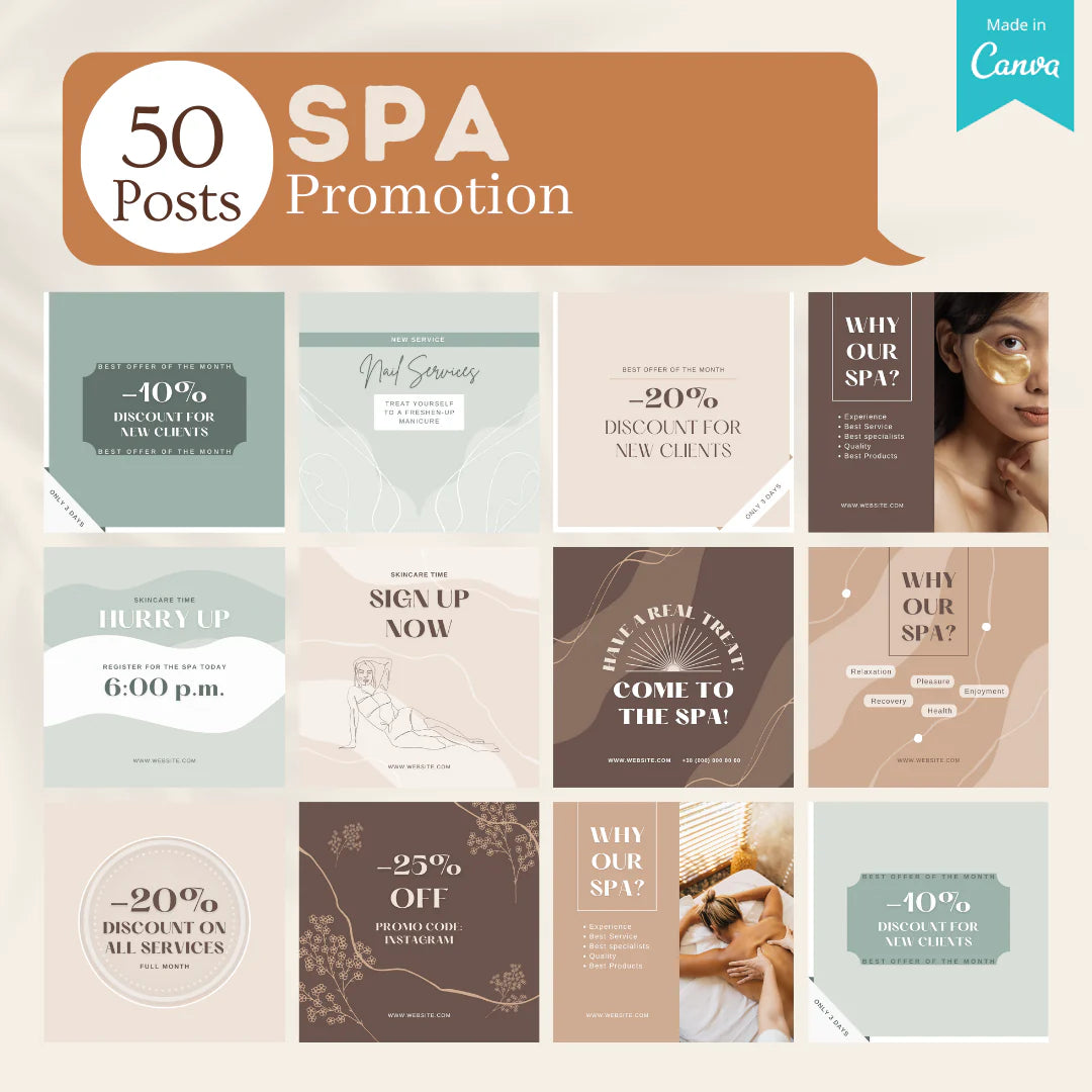 200 Spa Posts - Social Media Templates