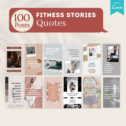 300 Fitness Stories Posts - Social Media Templates