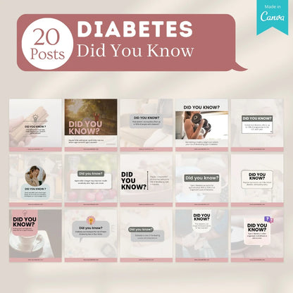 100 Diabetes Posts - Canva Templates