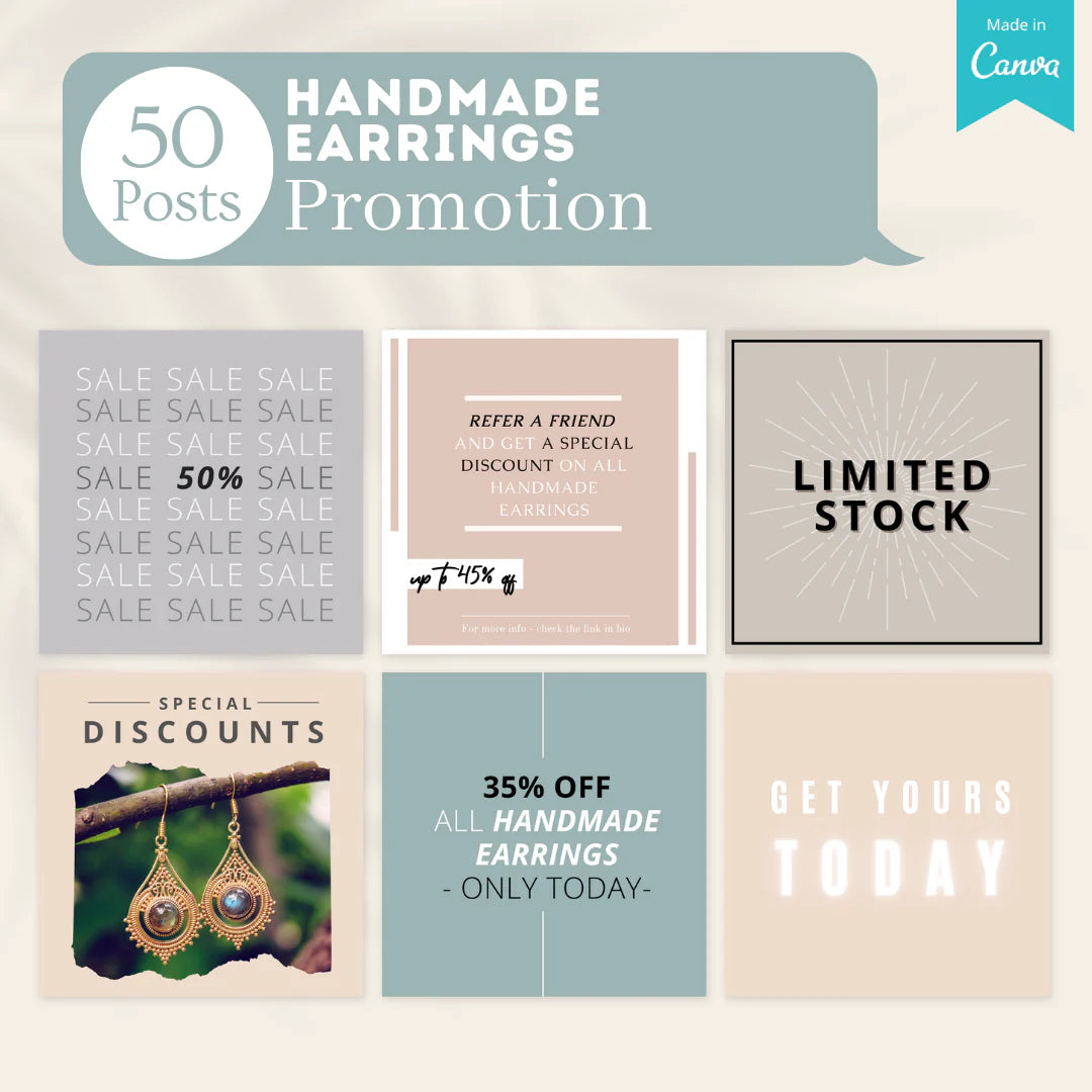 200 Handmade Earrings Posts - Social Media Templates