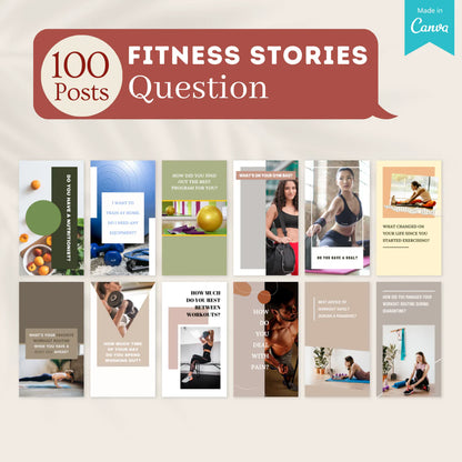 300 Fitness Stories Posts - Social Media Templates