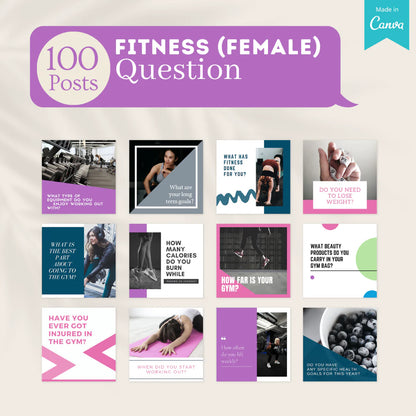 400 Fitness (Female) Posts - Social Media Templates