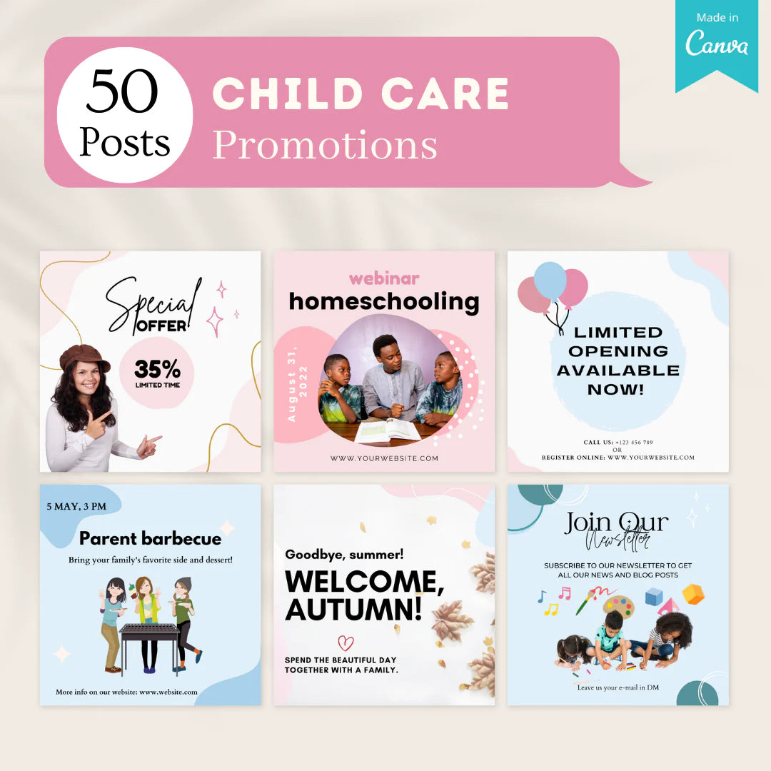 200 Child Care Posts - Social Media Templates