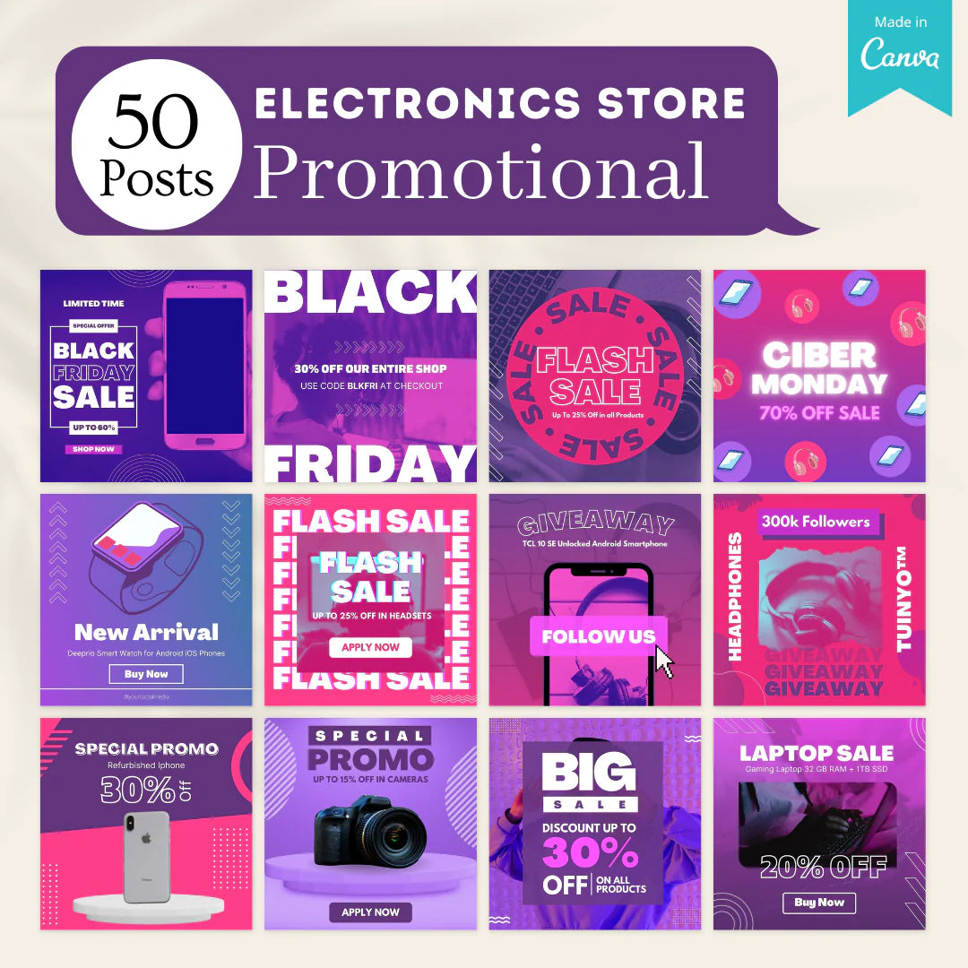 200 Electronics Store Posts - Social Media Templates