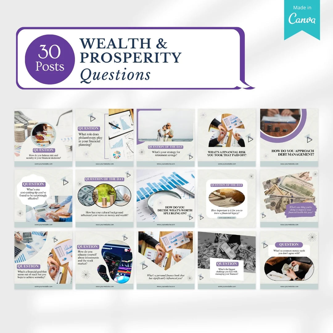 200 Wealth and Prosperity Posts - Social Media Templates