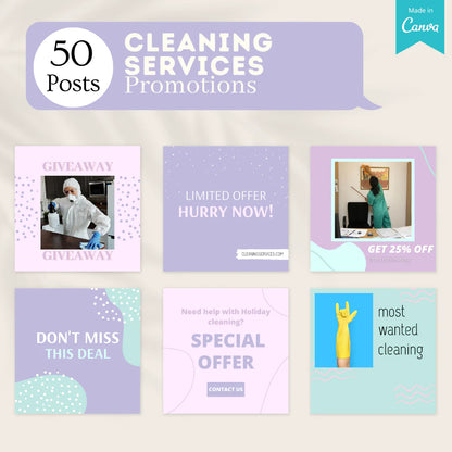 200 Cleaning Services Posts - Social Media Templates