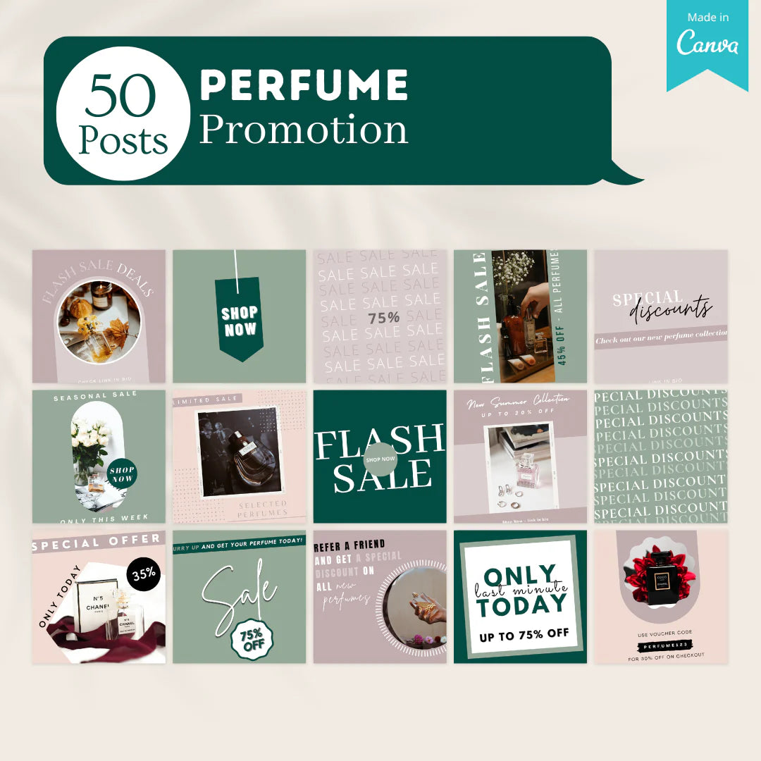 200 Perfume Posts - Social Media Canva Templates