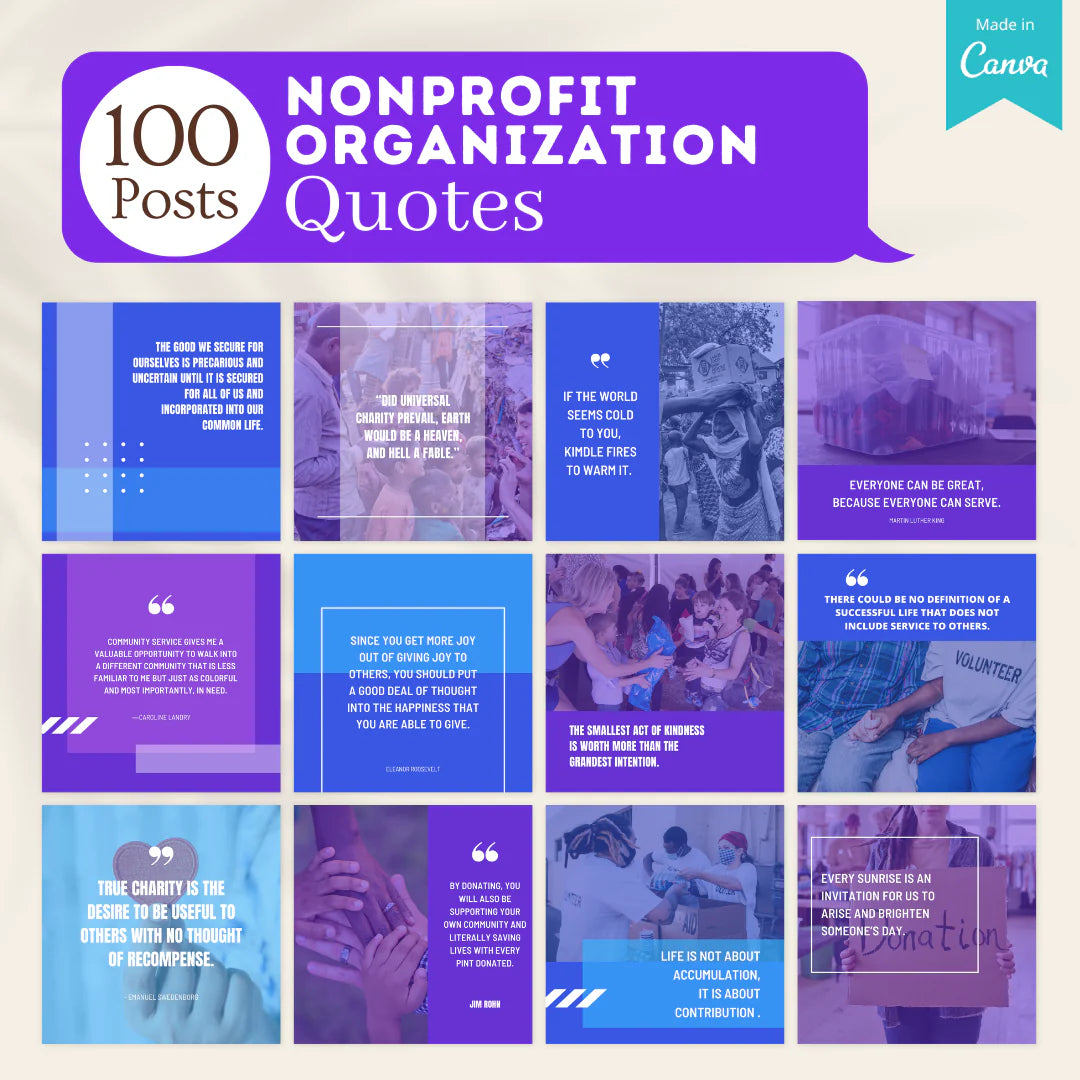 200 Nonprofit Organization Posts - Social Media Templates