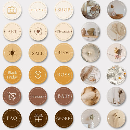 Beige Aesthetic Highlights" - 108 Instagram Highlight Covers