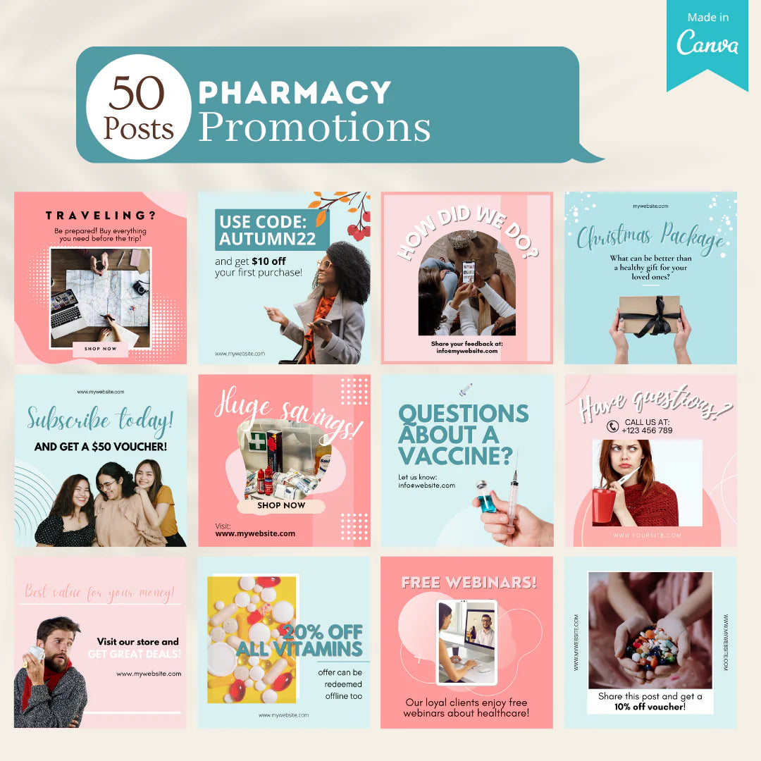 200 Pharmacy Posts - Social Media Templates