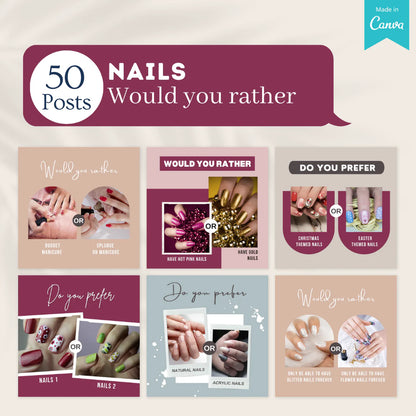 300 Nails Posts - Social Media Canva Templates