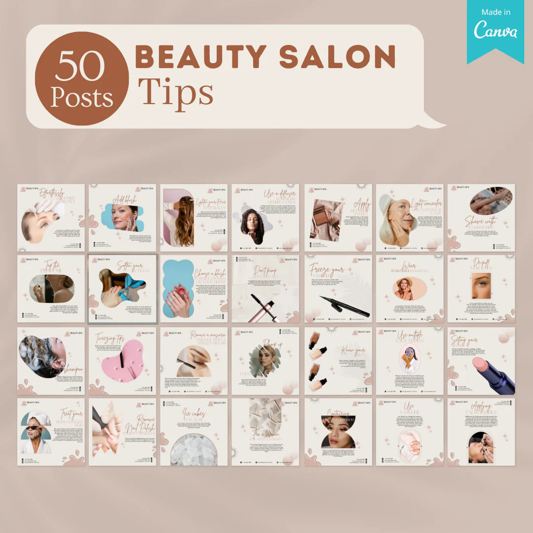 600 Beauty Salon Posts- Social Media Templates