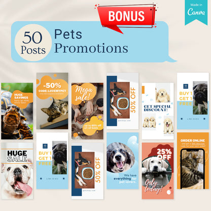 300 Pets Posts - Social Media Templates