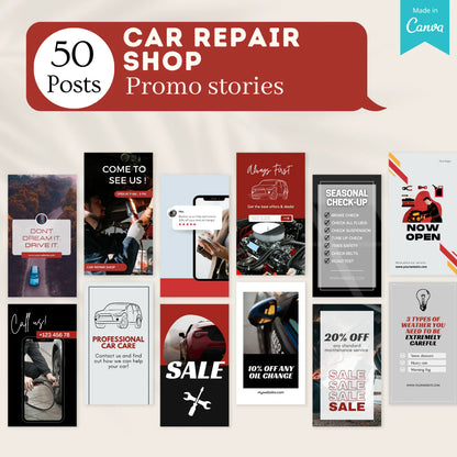 200 Car Repair Shop Posts - Social Media Templates