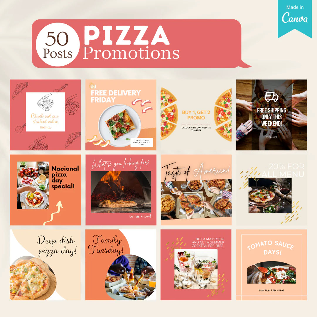 200 Pizza Posts - Social Media Templates