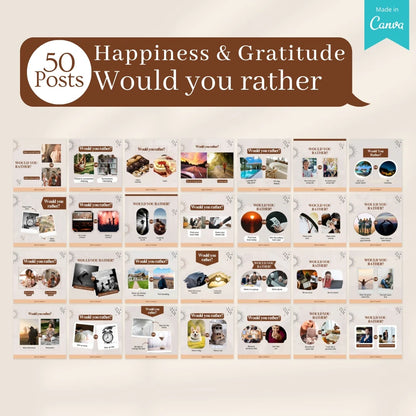 500 Happiness & Gratitude Posts - Social Media Templates