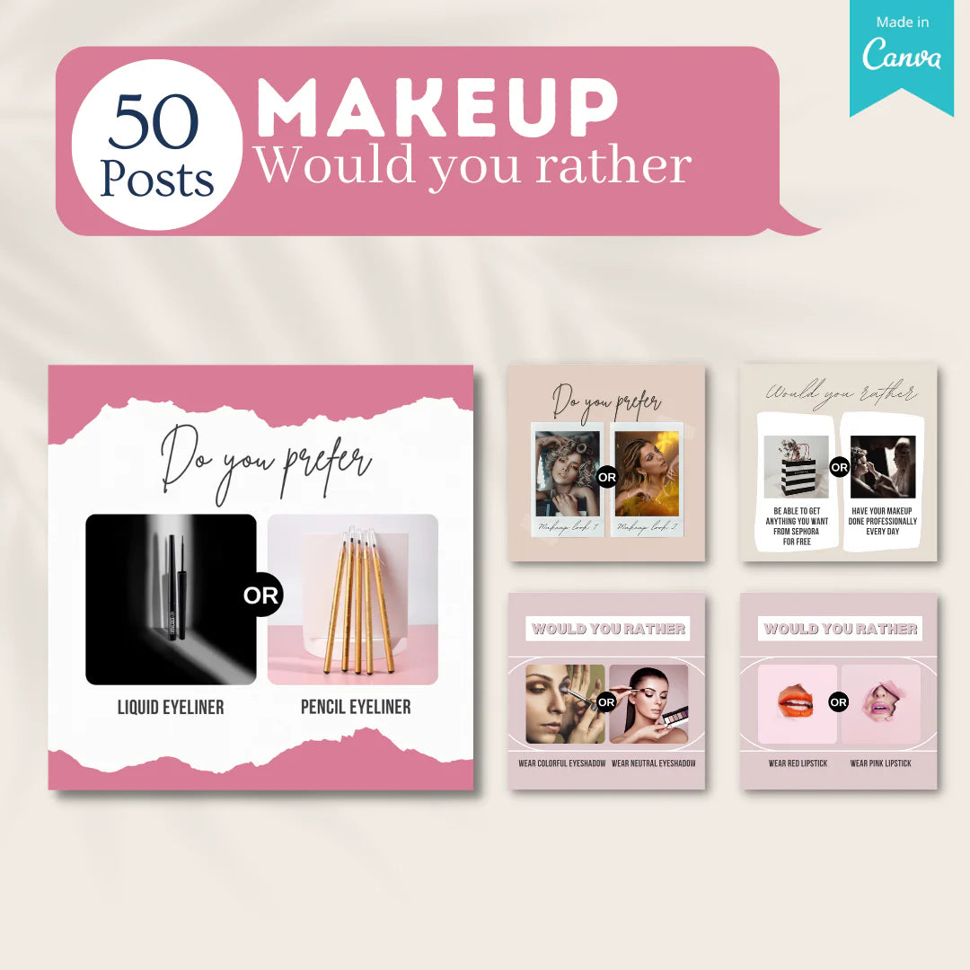 400 Makeup Posts - Social Media Canva Templates