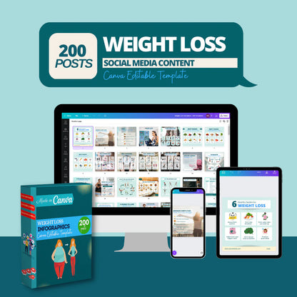 200 Weight Loss Templates - Editable Canva Templates