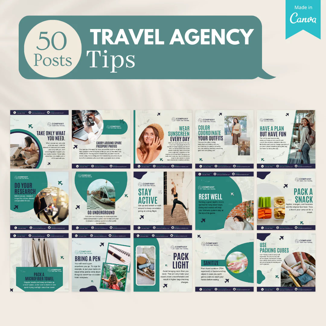 500 Travel Agency Posts - Social Media Templates