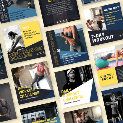 200 Home Workout Posts - Canva Editable Templates