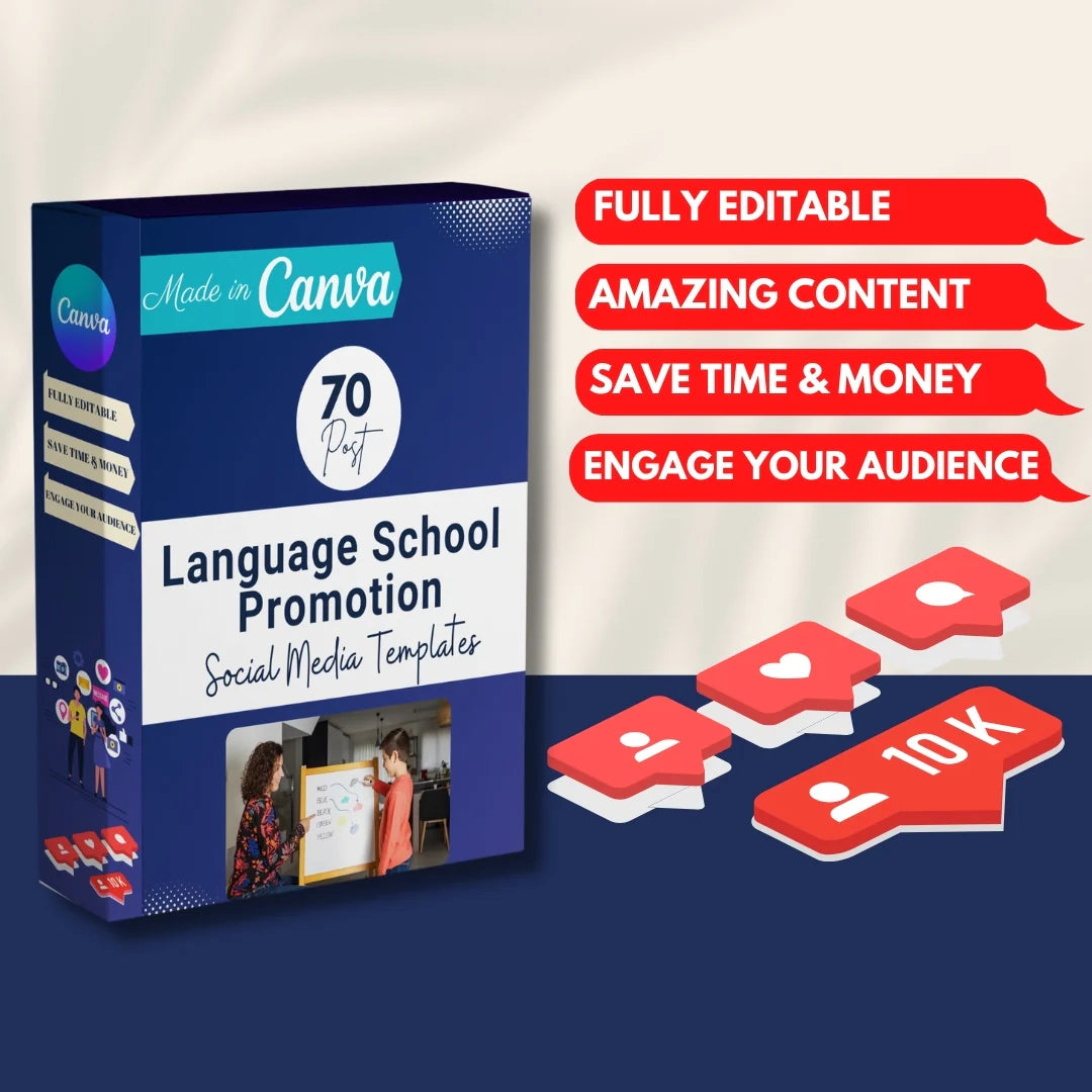 70 Language School Promotion Canva Templates