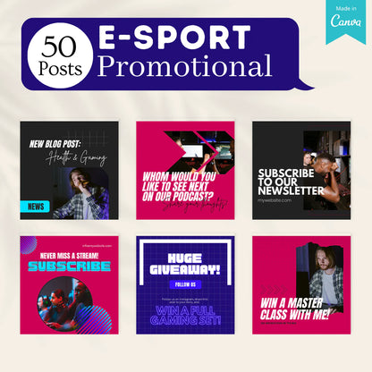 200 E-Sport Posts - Social Media Canva Templates