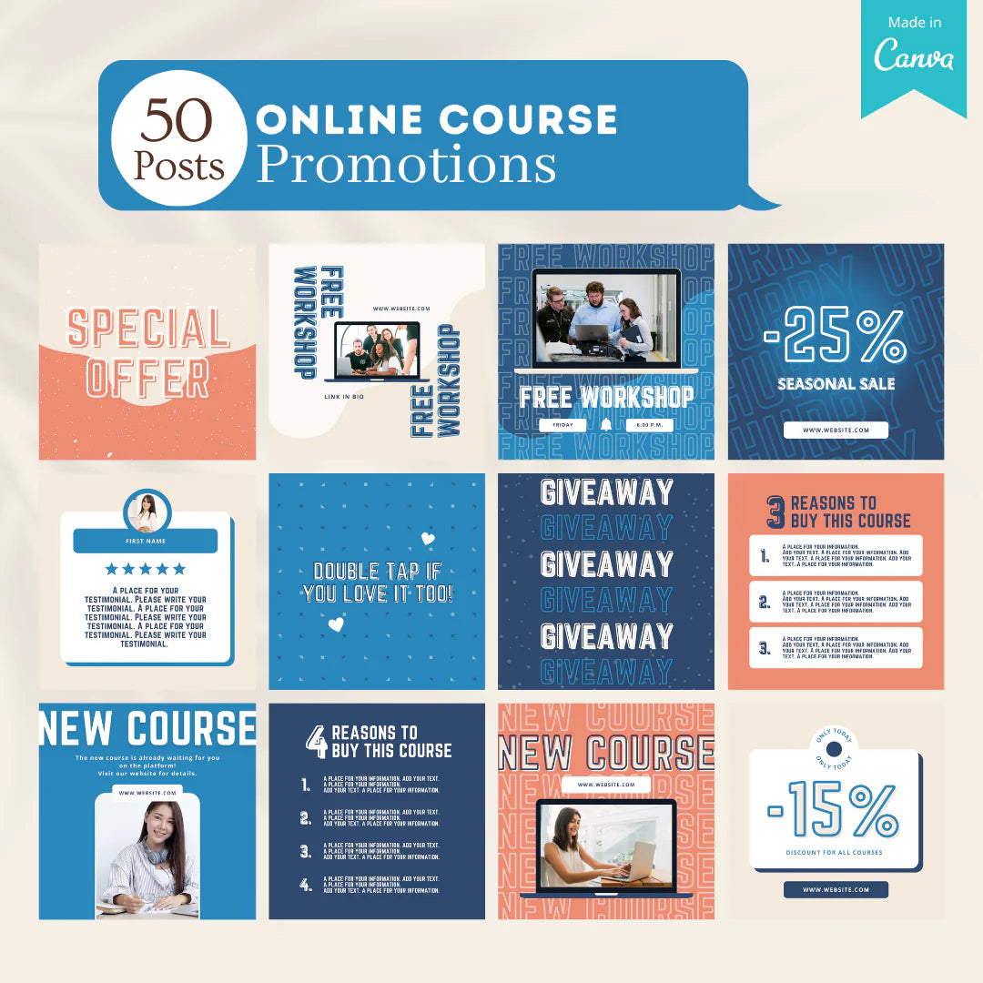 200 Online Course Posts - Social Media Templates