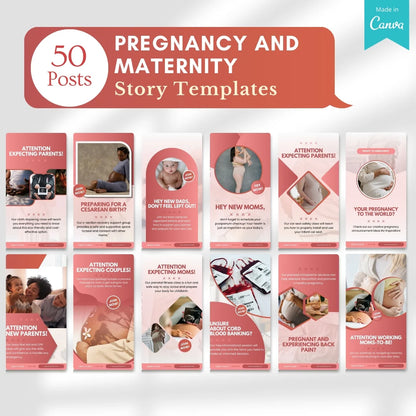 500 Pregnancy and Maternity Posts - Canva Editable Templates