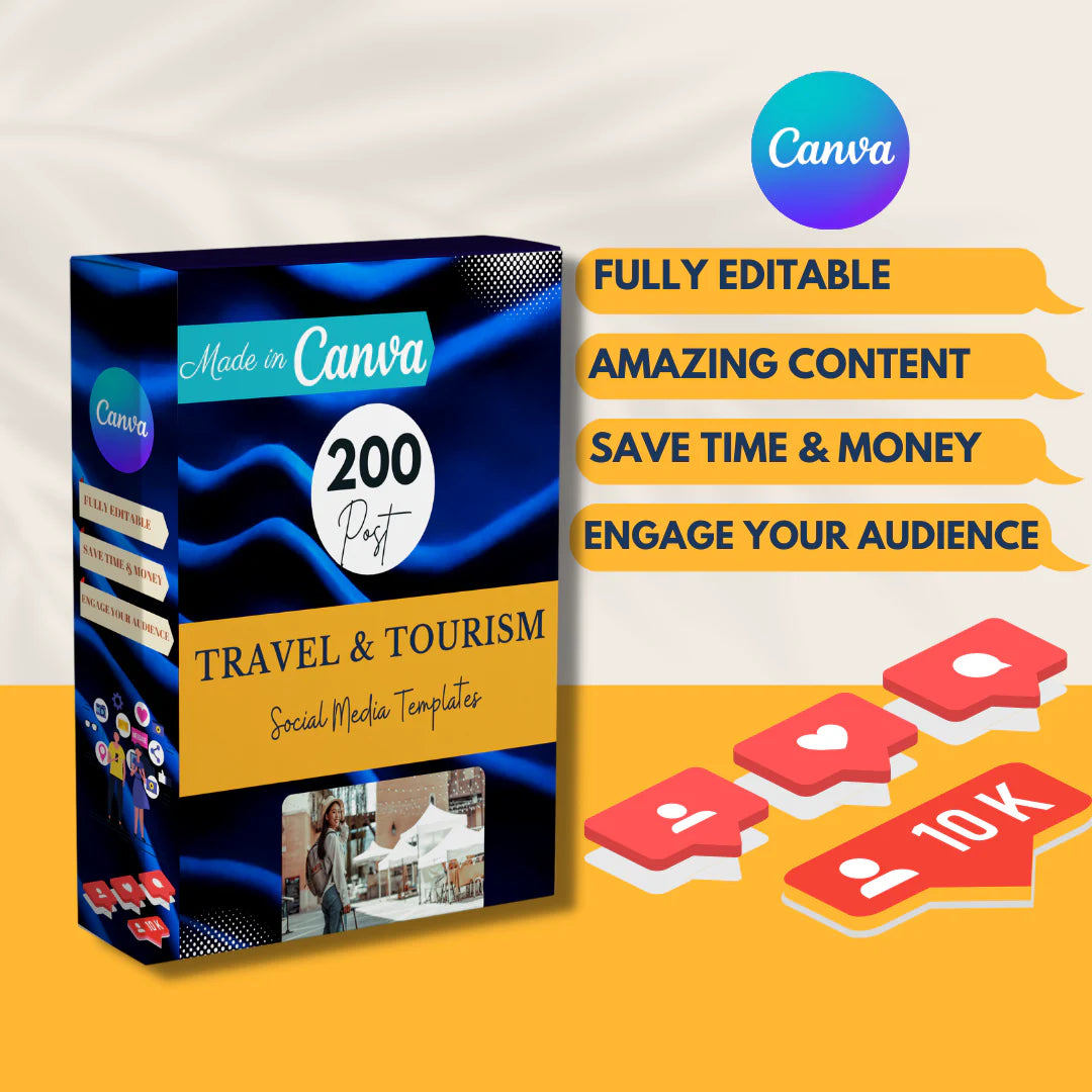 200 Travel & Tourism Posts - Social Media Templates