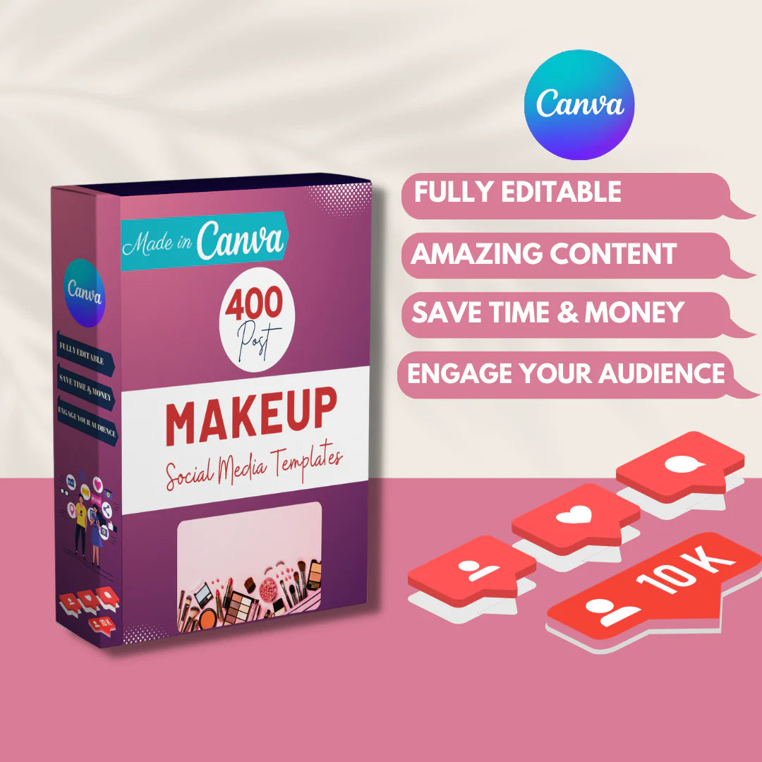 400 Makeup Posts - Social Media Canva Templates