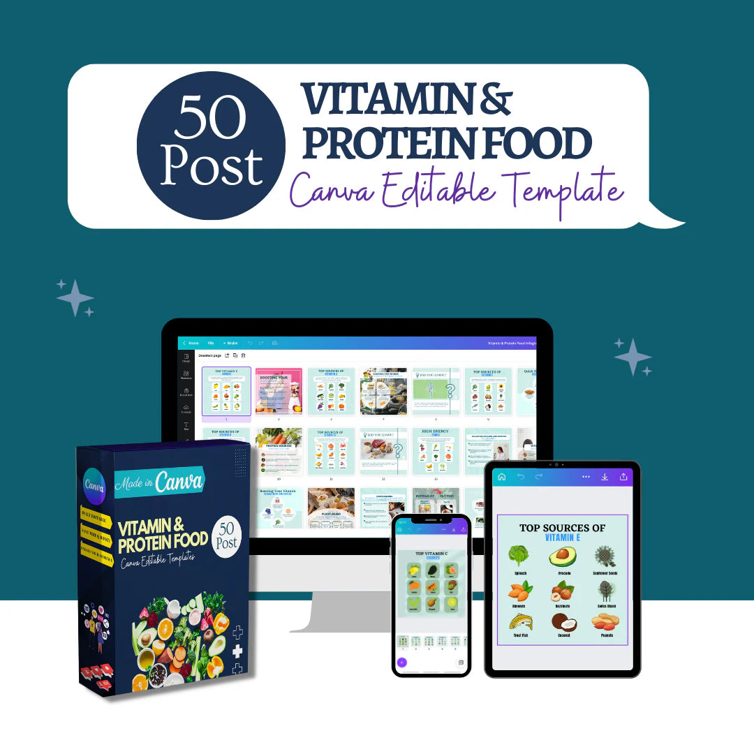 Vitamin & Protein Food Post - (Canva Editable Templates)