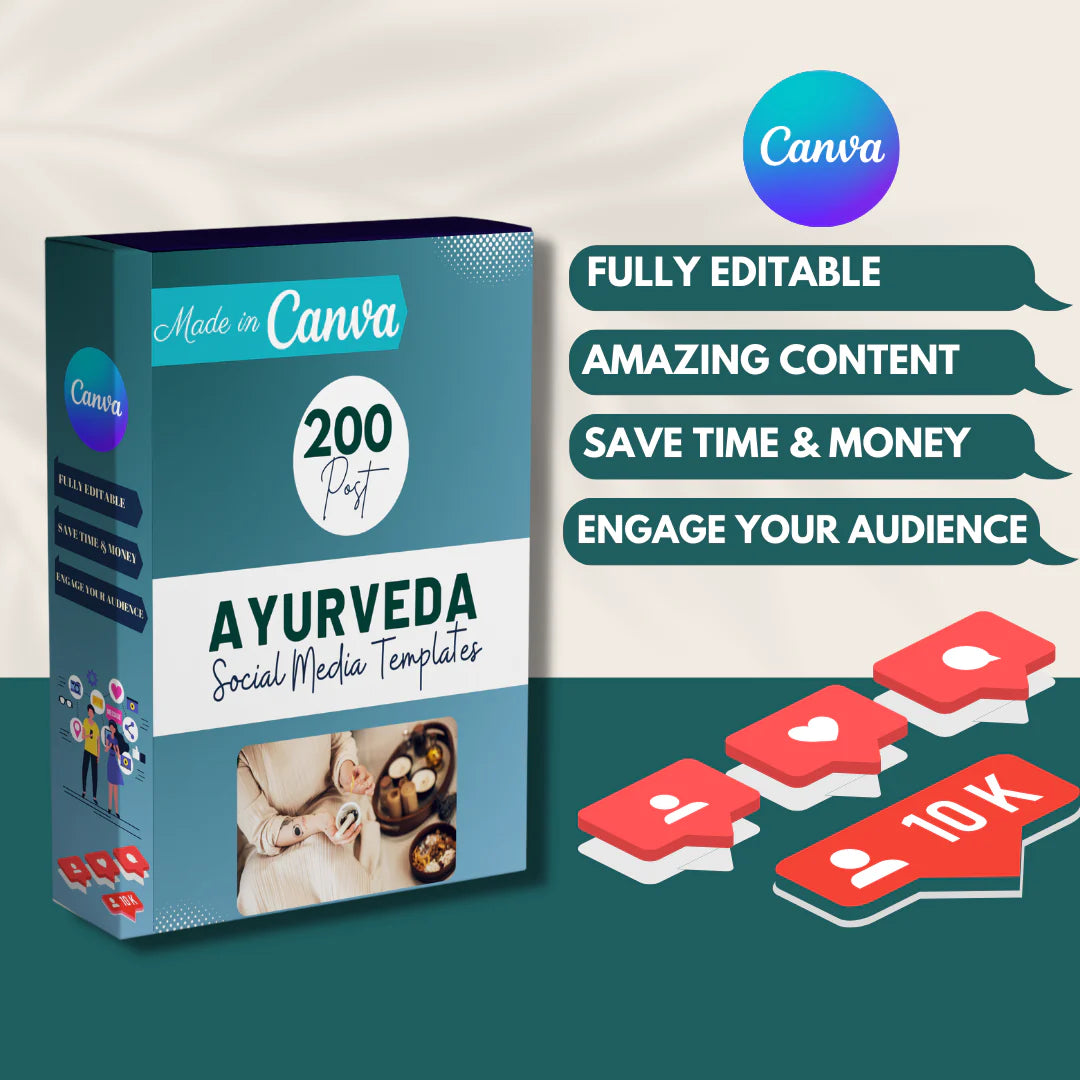 200 Ayurveda Posts - Social Media Canva Templates