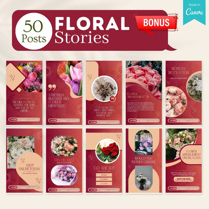 300 Floral Posts - Social Media Canva Templates