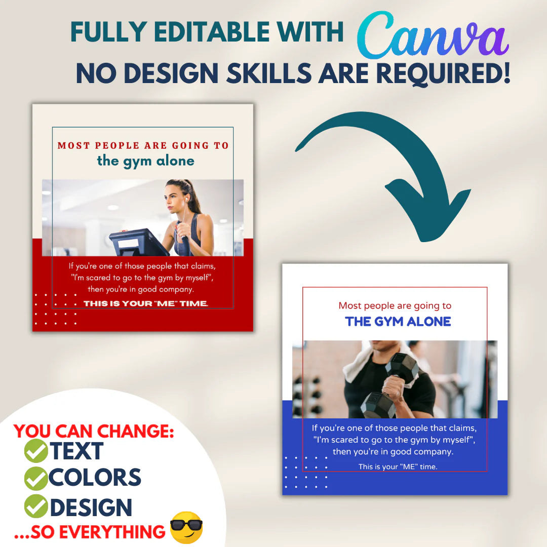 200 GYM Posts - Canva Editable Templates